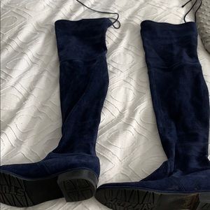 Stuart Weitzman blue suede boots